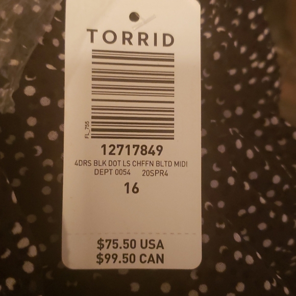 BLACK POLKA DOT FLOCKED CHIFFON BELTED MIDI DRESS (Dress Box) - Picture 7 of 7